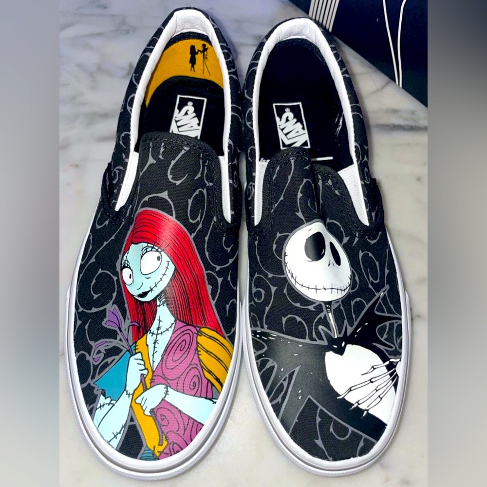 Vans Slip Ons Nightmare Before Christmas Jack & Sally Shoes Women's 7.5 Mens 6.